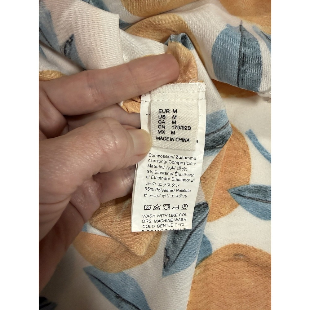 Orange‎ Fruit Print Puff Sleeve Dress | Size M | Retro Vibes - Picture 3 of 5